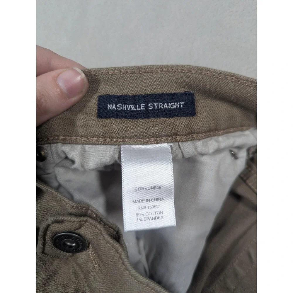 Flag & Anthem Nashville Straight Jeans Mens 40x30 Beige Khaki Stretch Denim